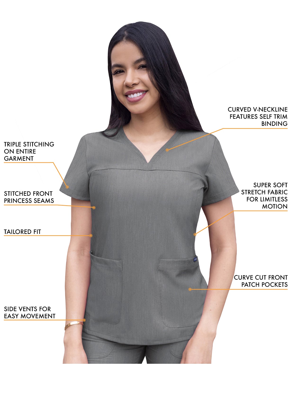 ADAR Pro Women's Sweetheart V-neck Scrub Top (More Color)