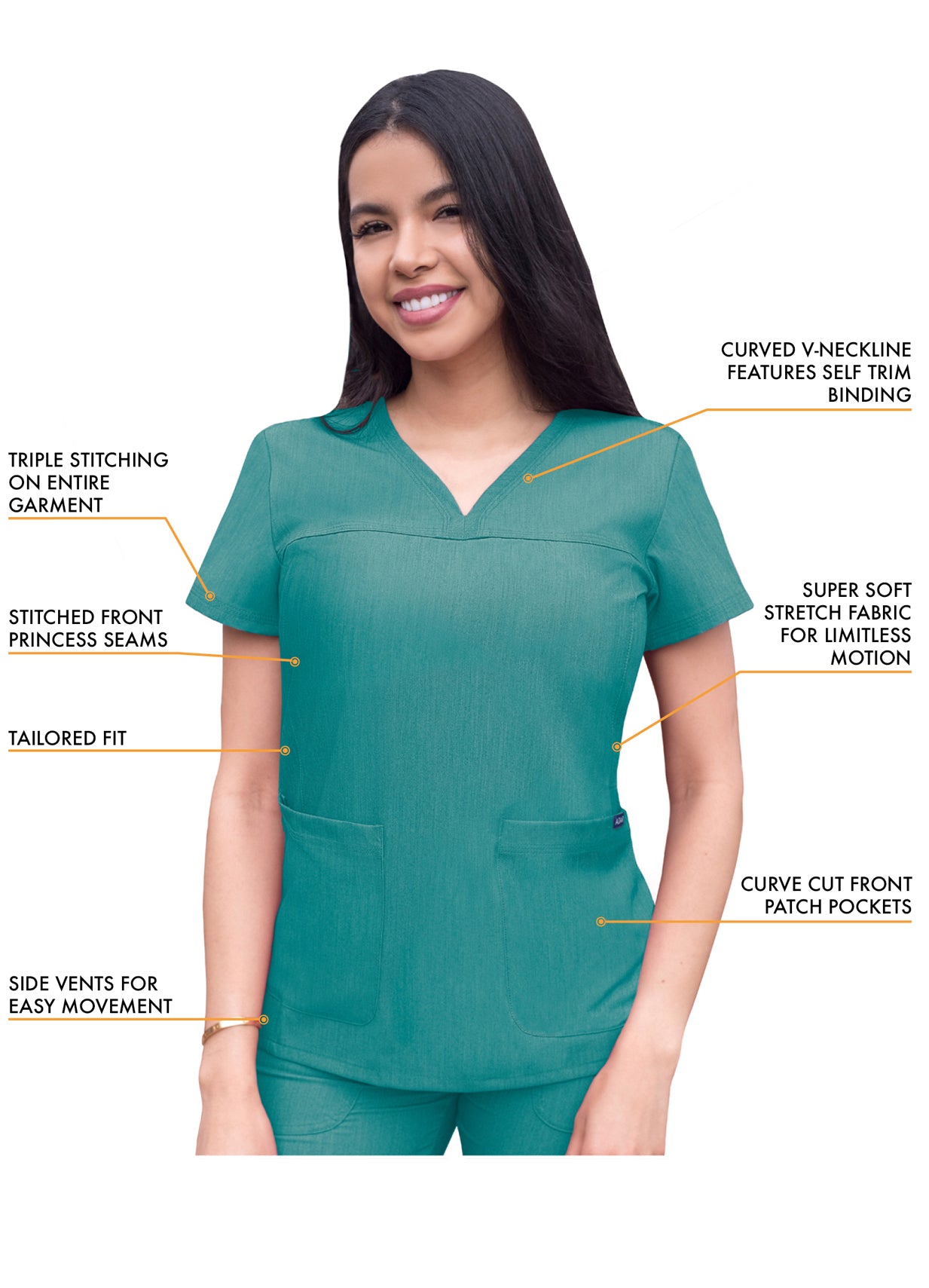 ADAR Pro Women's Sweetheart V-neck Scrub Top (More Color)
