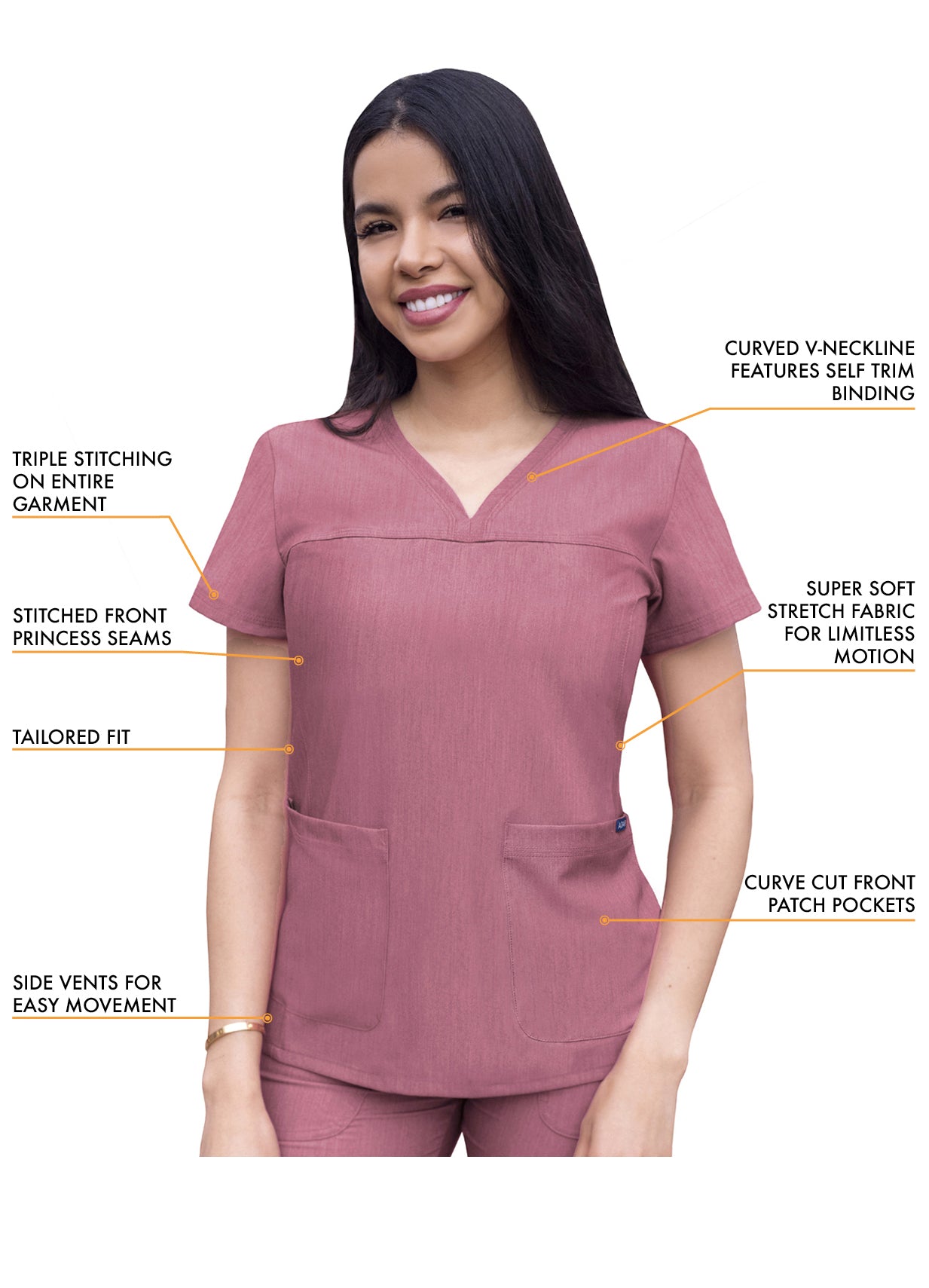 ADAR Pro Women's Sweetheart V-neck Scrub Top (More Color)