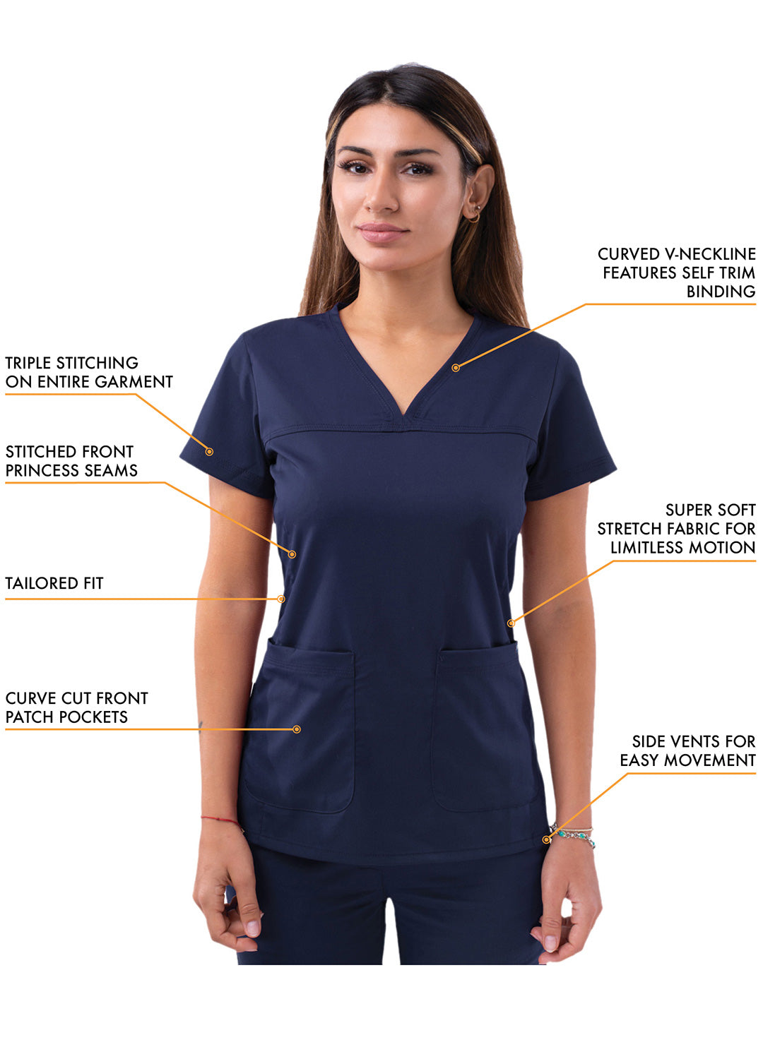 ADAR Pro Women's Sweetheart V-neck Scrub Top (More Color)