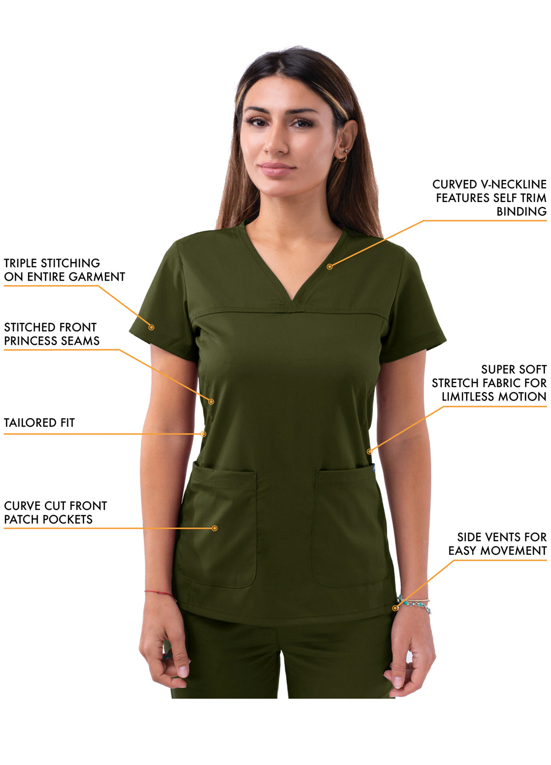 ADAR Pro Women's Sweetheart V-neck Scrub Top (More Color)