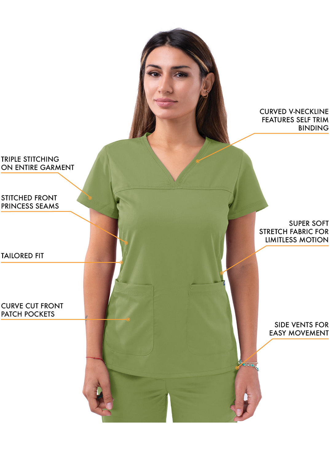 ADAR Pro Women's Sweetheart V-neck Scrub Top (More Color)