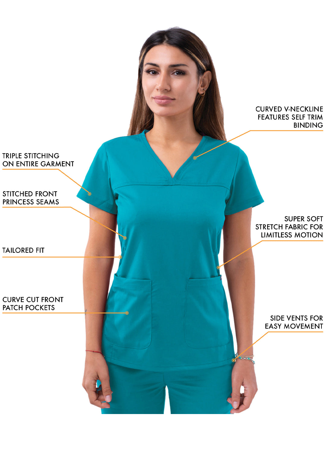 ADAR Pro Women's Sweetheart V-neck Scrub Top (More Color)