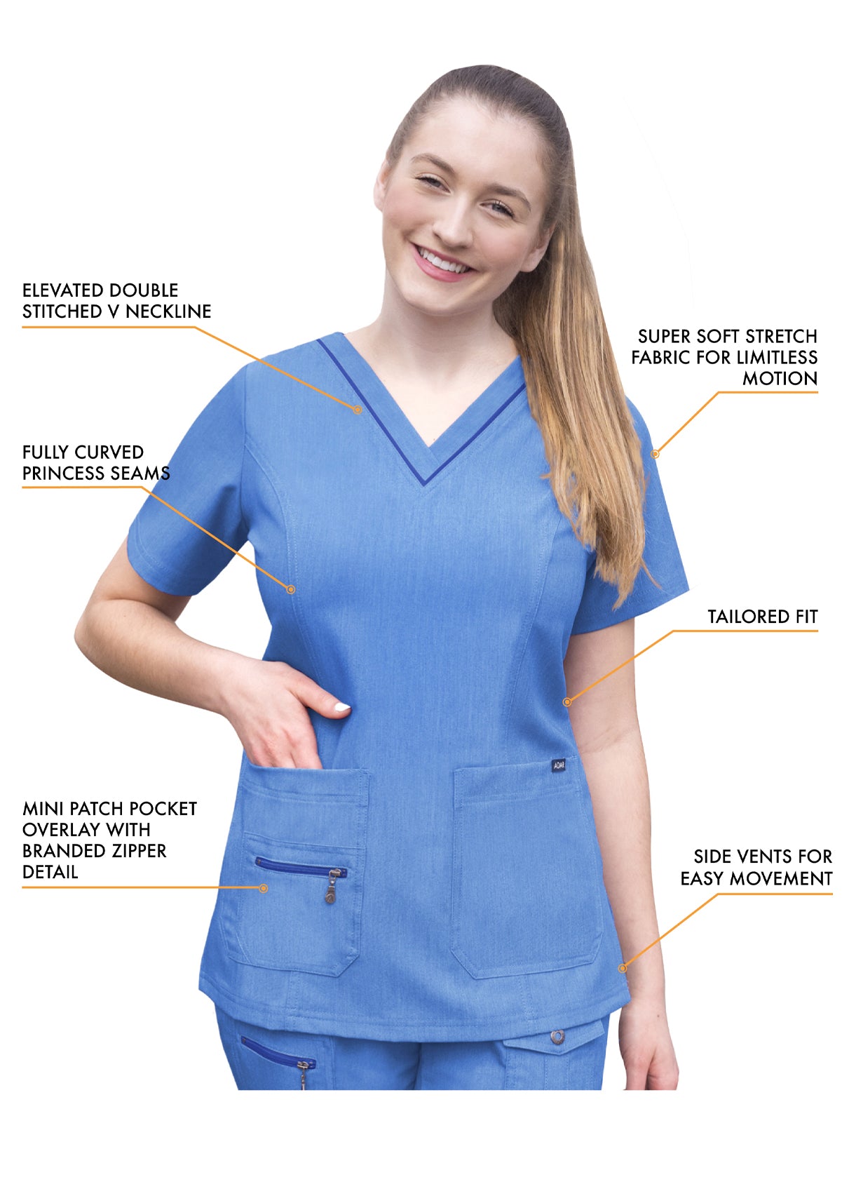 ADAR Pro Women's Elevated V-neck Scrub Top (More Color)