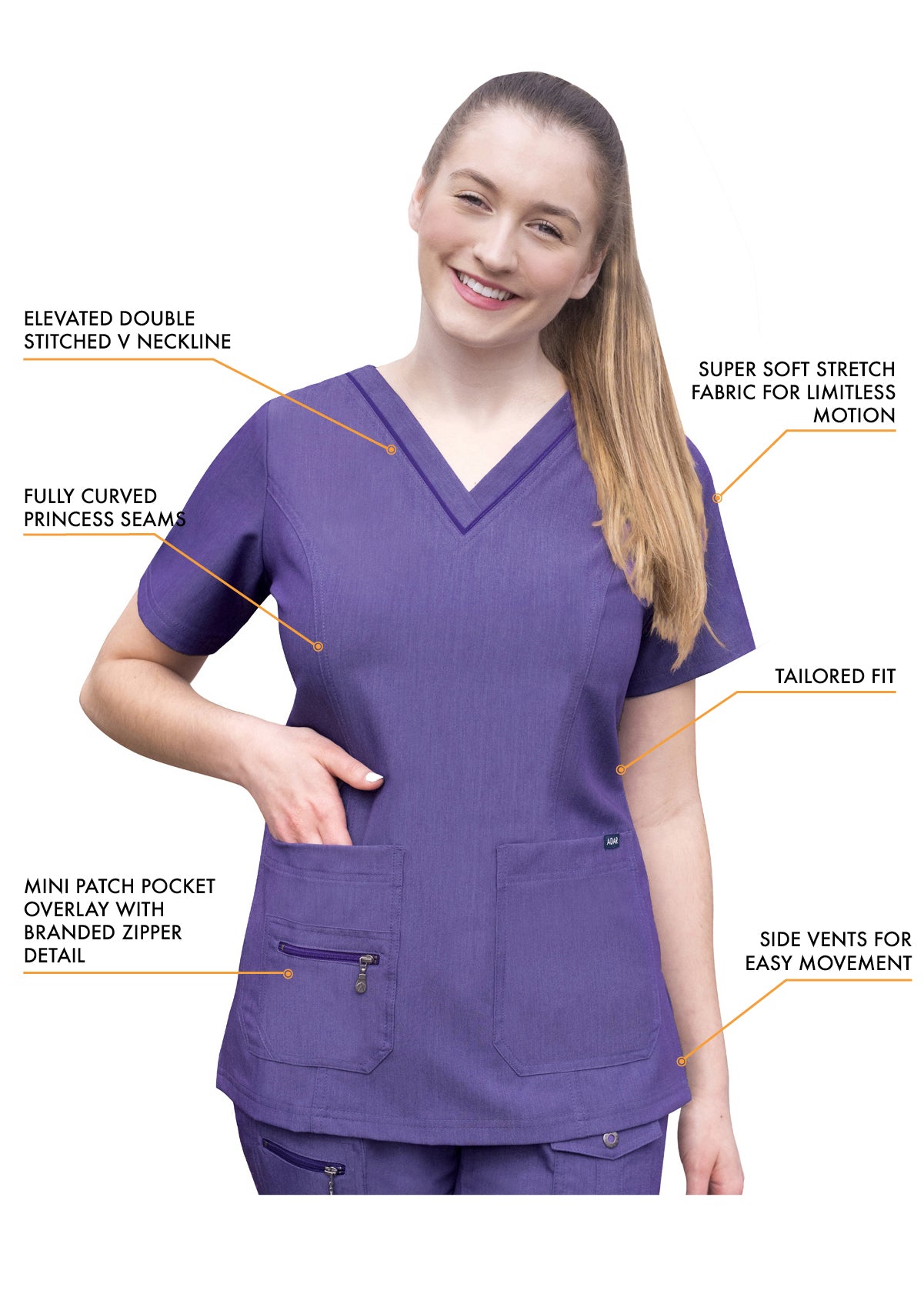 ADAR Pro Women's Elevated V-neck Scrub Top (More Color)