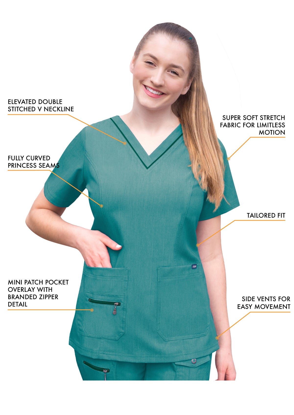 ADAR Pro Women's Elevated V-neck Scrub Top (More Color)