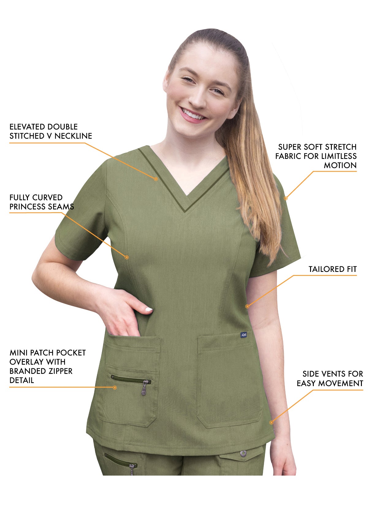 ADAR Pro Women's Elevated V-neck Scrub Top (More Color)