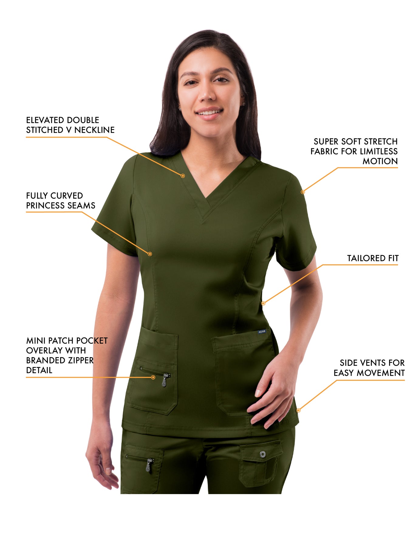 ADAR Pro Women's Elevated V-neck Scrub Top (More Color)