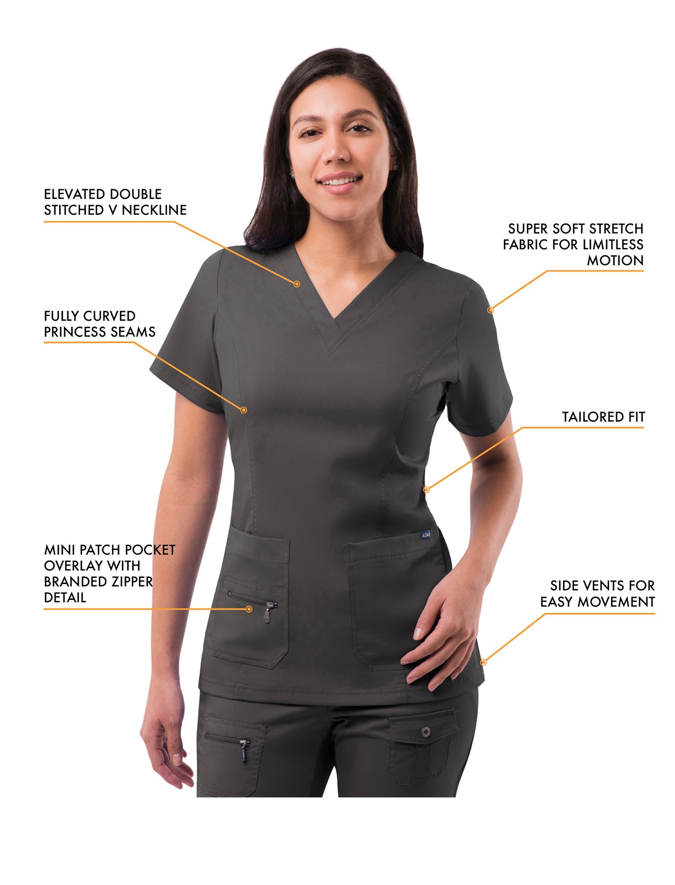 ADAR Pro Women's Elevated V-neck Scrub Top (More Color)