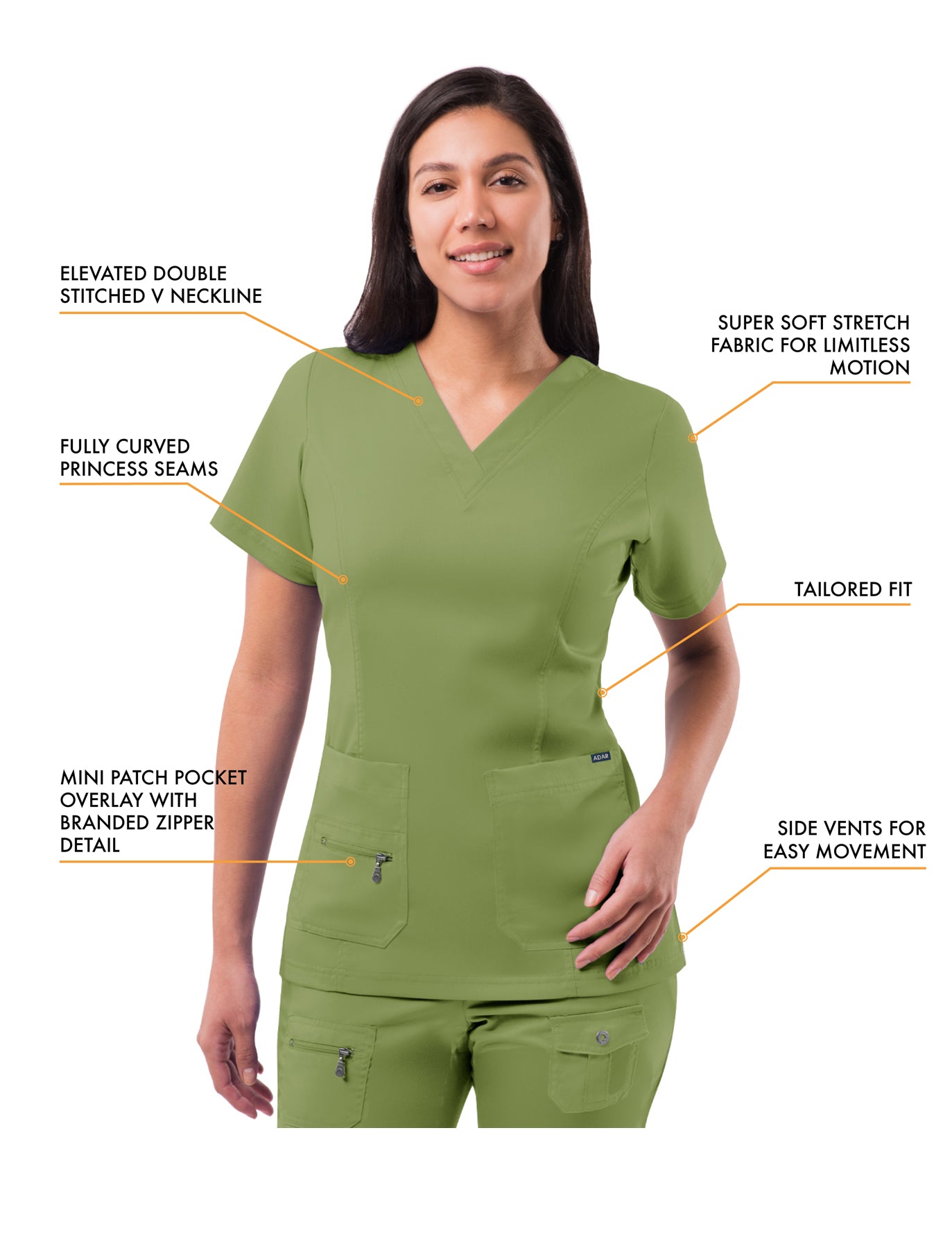 ADAR Pro Womens Elevated V-neck Scrub Top (More Color)
