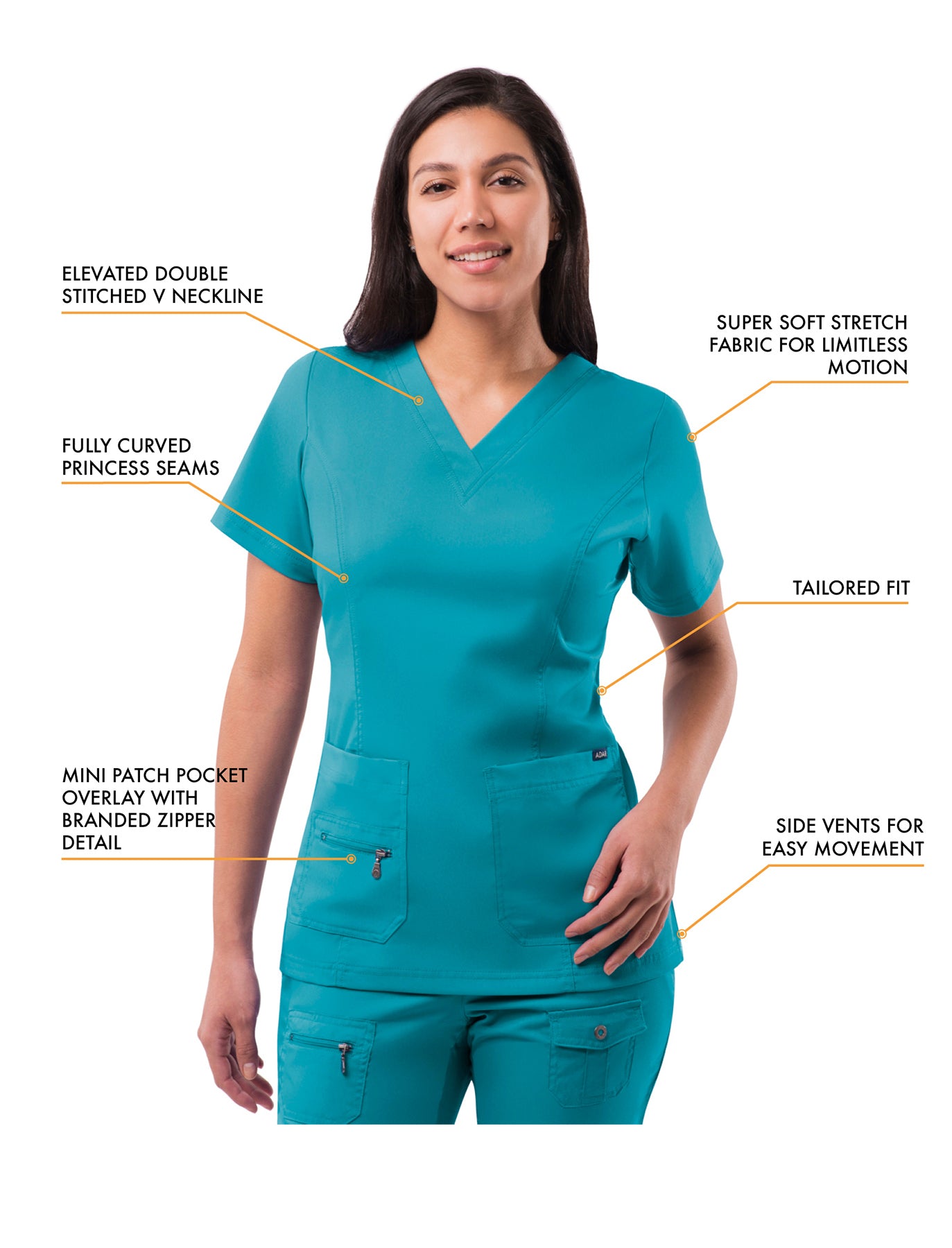 ADAR Pro Womens Elevated V-neck Scrub Top (More Color)