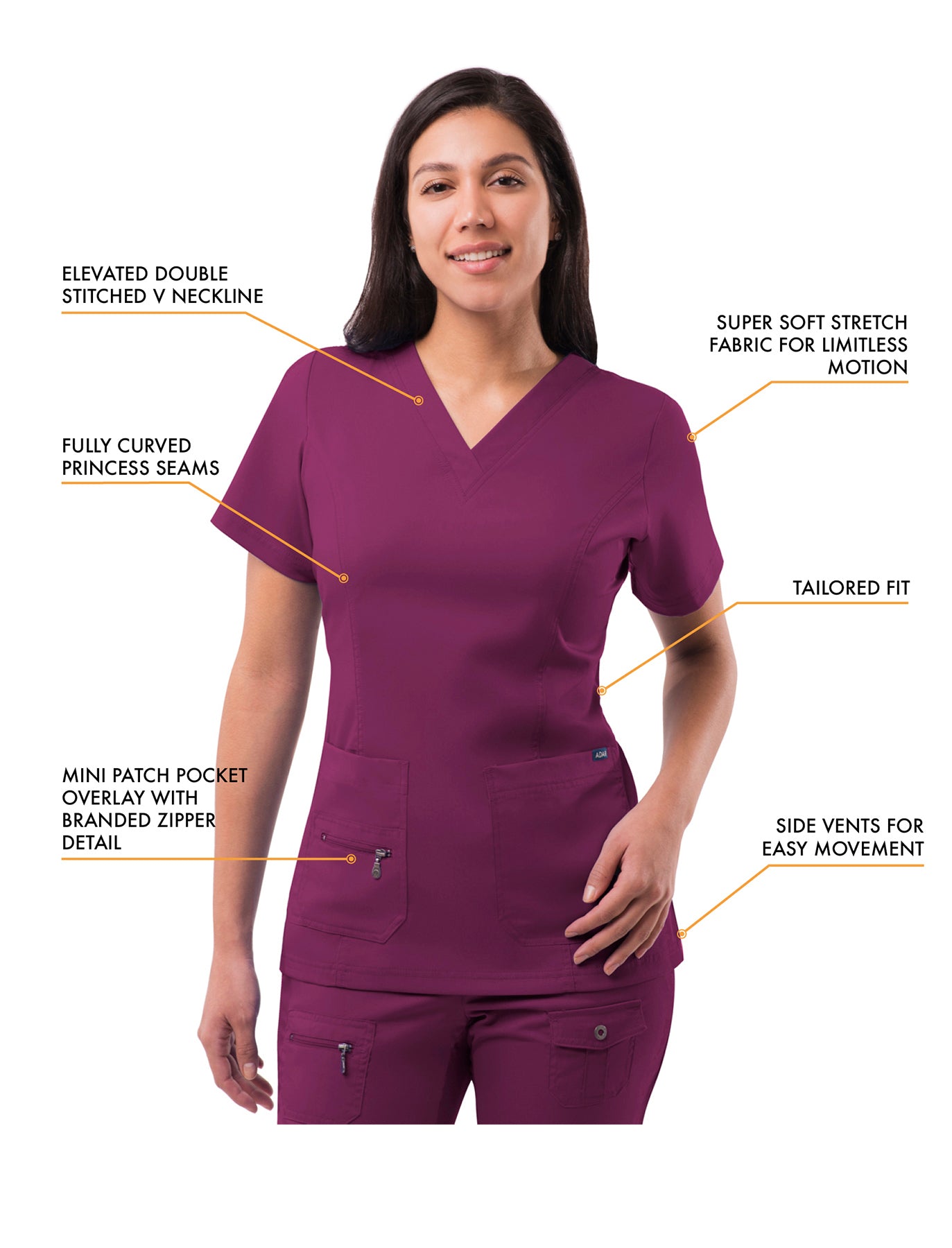ADAR Pro Womens Elevated V-neck Scrub Top (More Color)