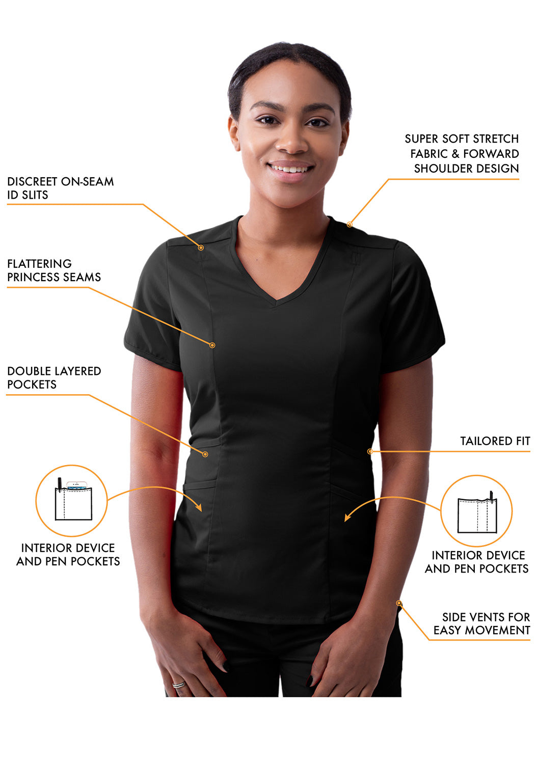 ADAR Pro Women's Modern V-Neck Scrub Top