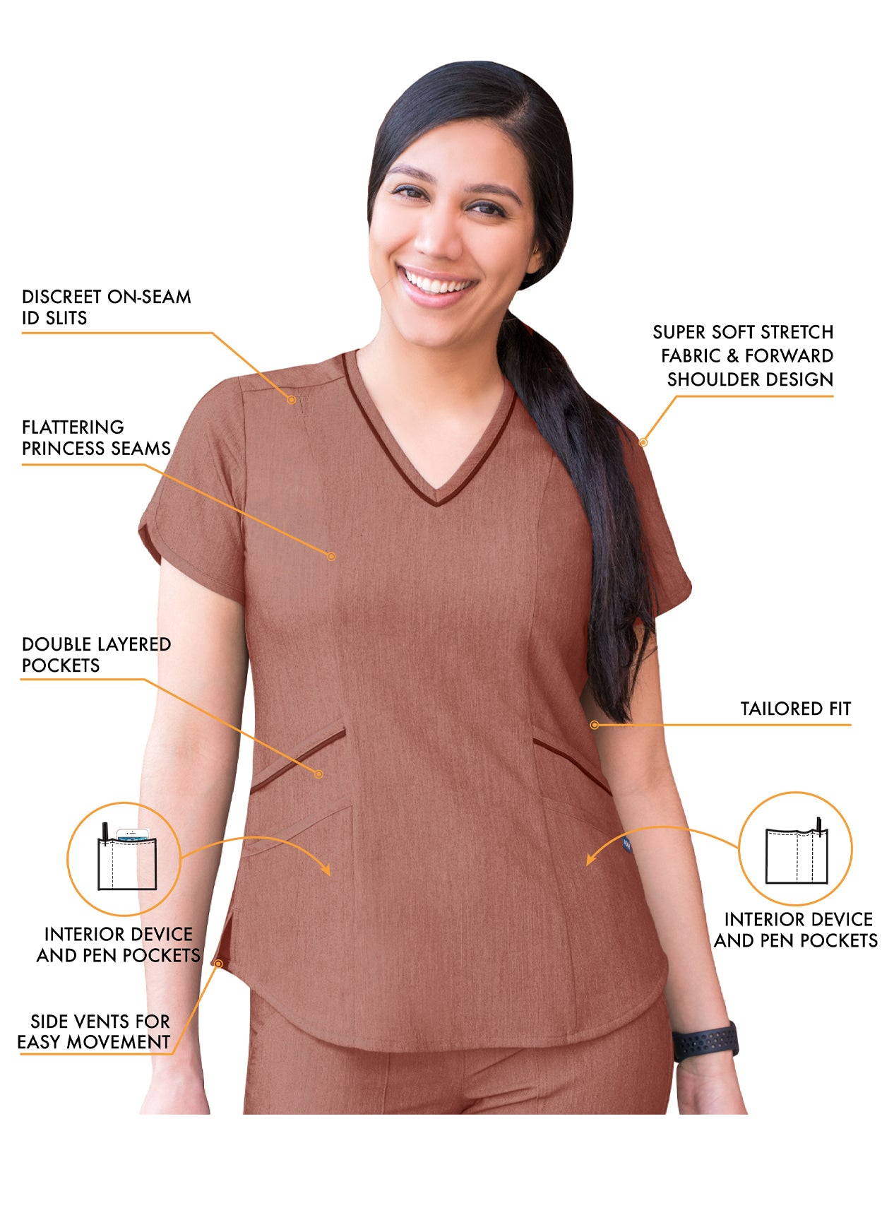 ADAR Pro Women's Modern V-Neck Scrub Top