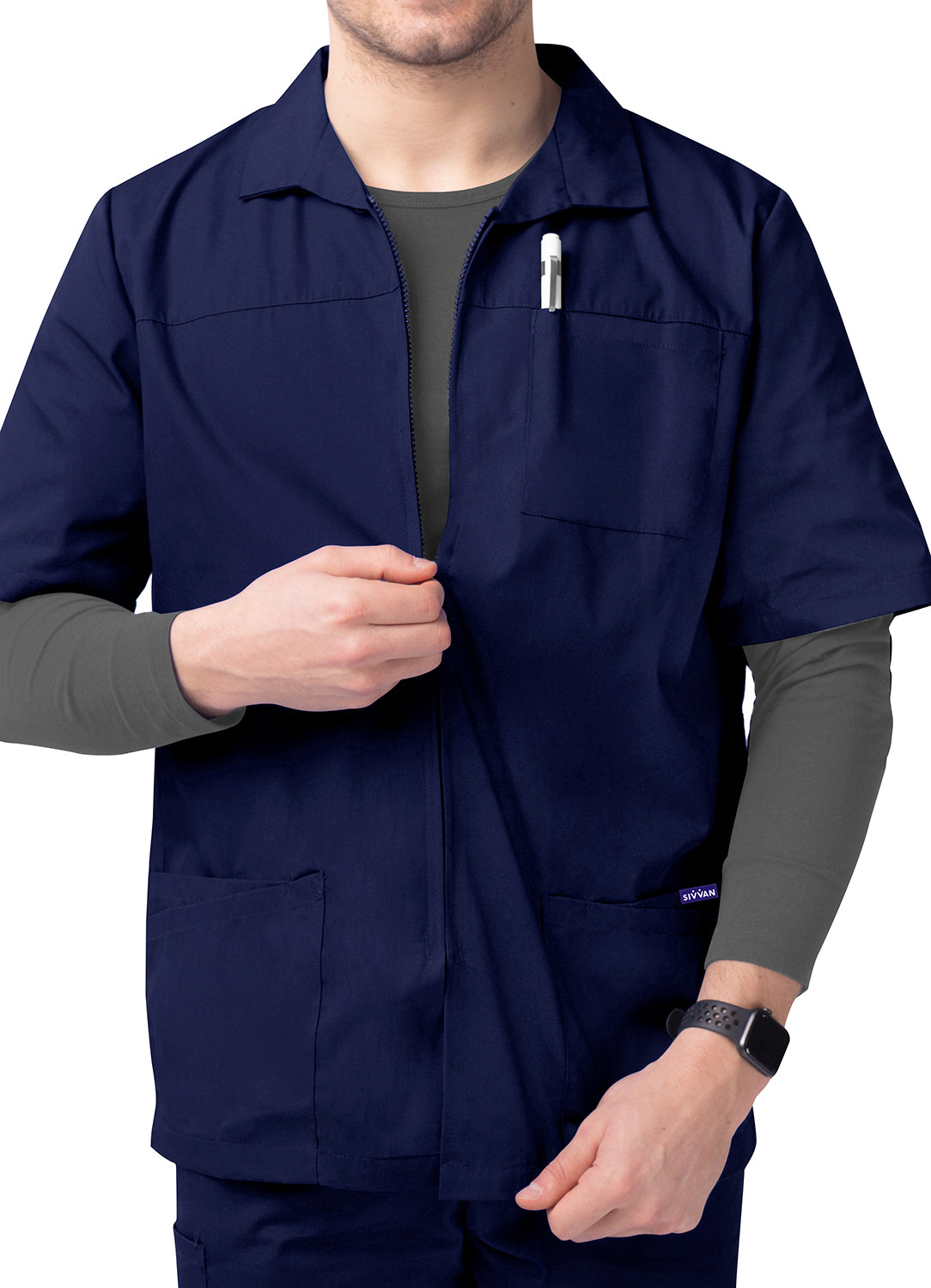 Sivvan Men's Zippered Short Sleeve Jacket