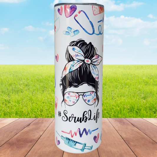 Tumbler, Stainless Steel 20 oz Skinny Insulated Tumbler with Slide Closure Lid, and Clear Straw