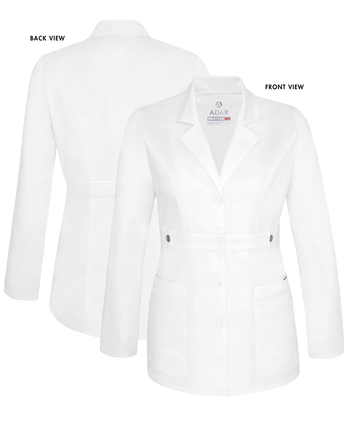 Adar Universal STRETCH Women's 28" Tab-Waist Lab Coat