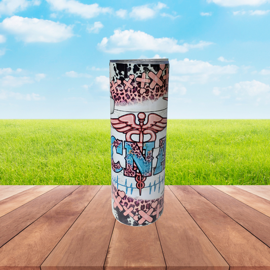 CNA, Tumbler, Stainless Steel 20 oz Skinny Insulated Tumbler with Slide Closure Lid, and Clear Straw