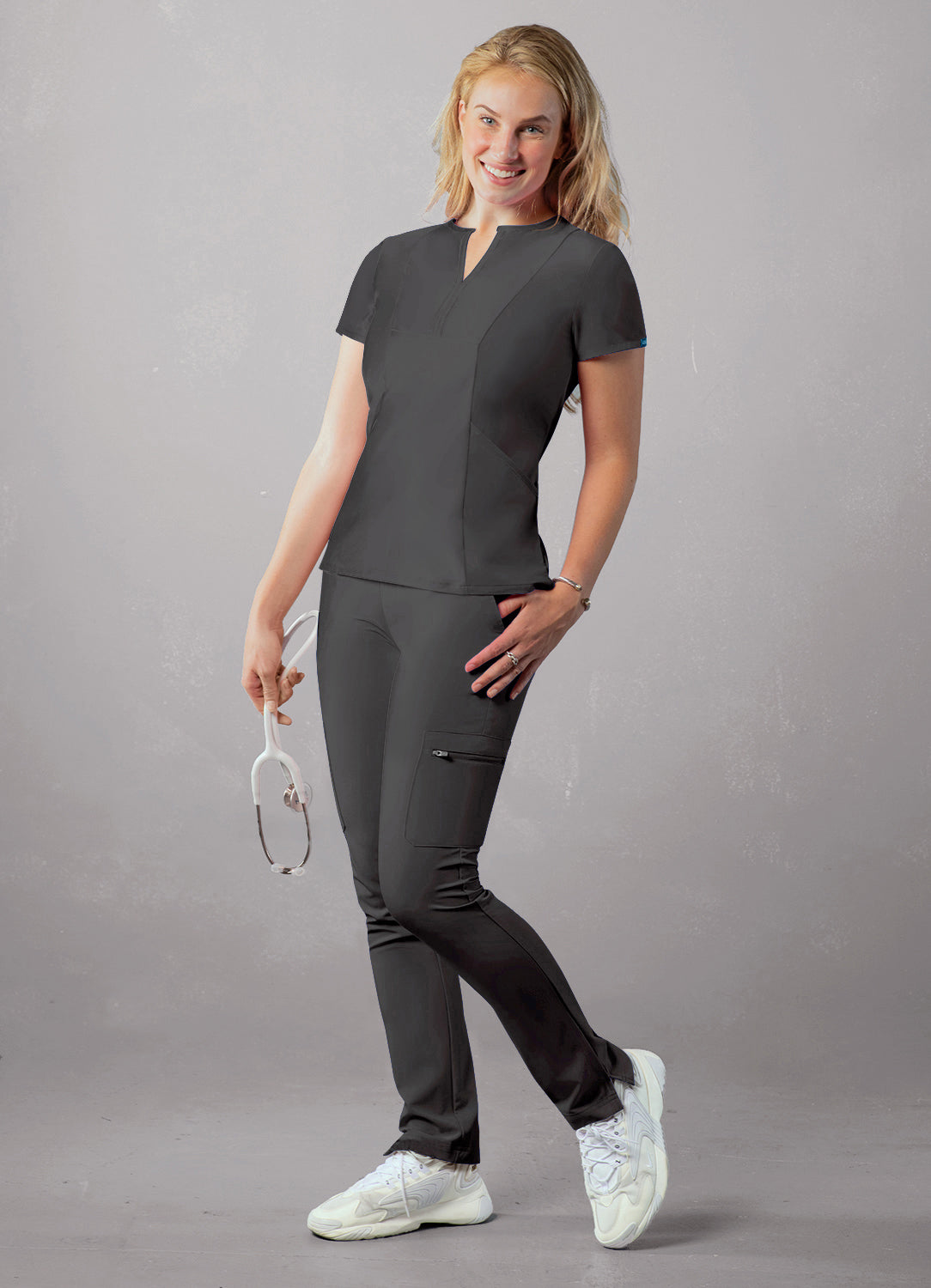 ADAR Addition Women's Notched V-neck Scrub Top (More Color)