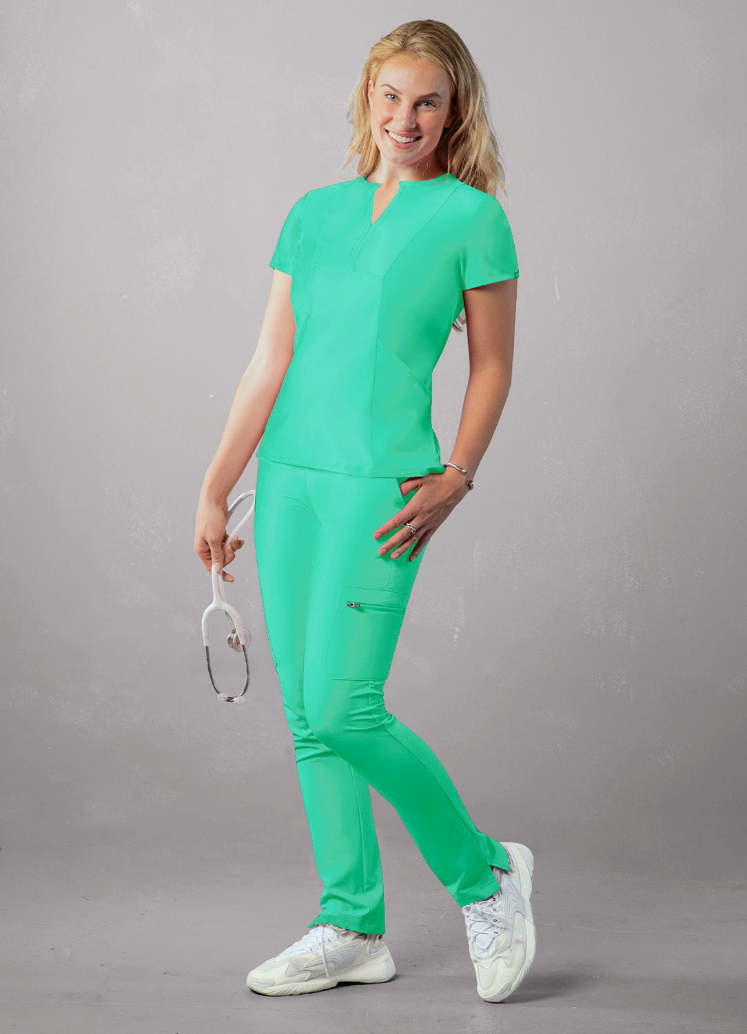 ADAR Addition Women's Notched V-neck Scrub Top (More Color)