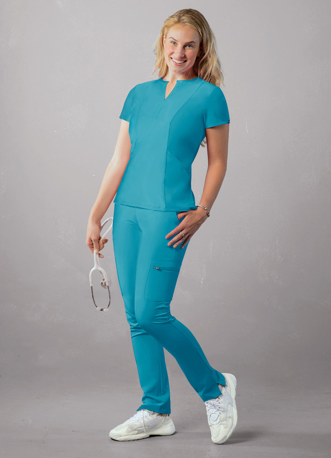 ADAR Addition Women's Notched V-neck Scrub Top (More Color)