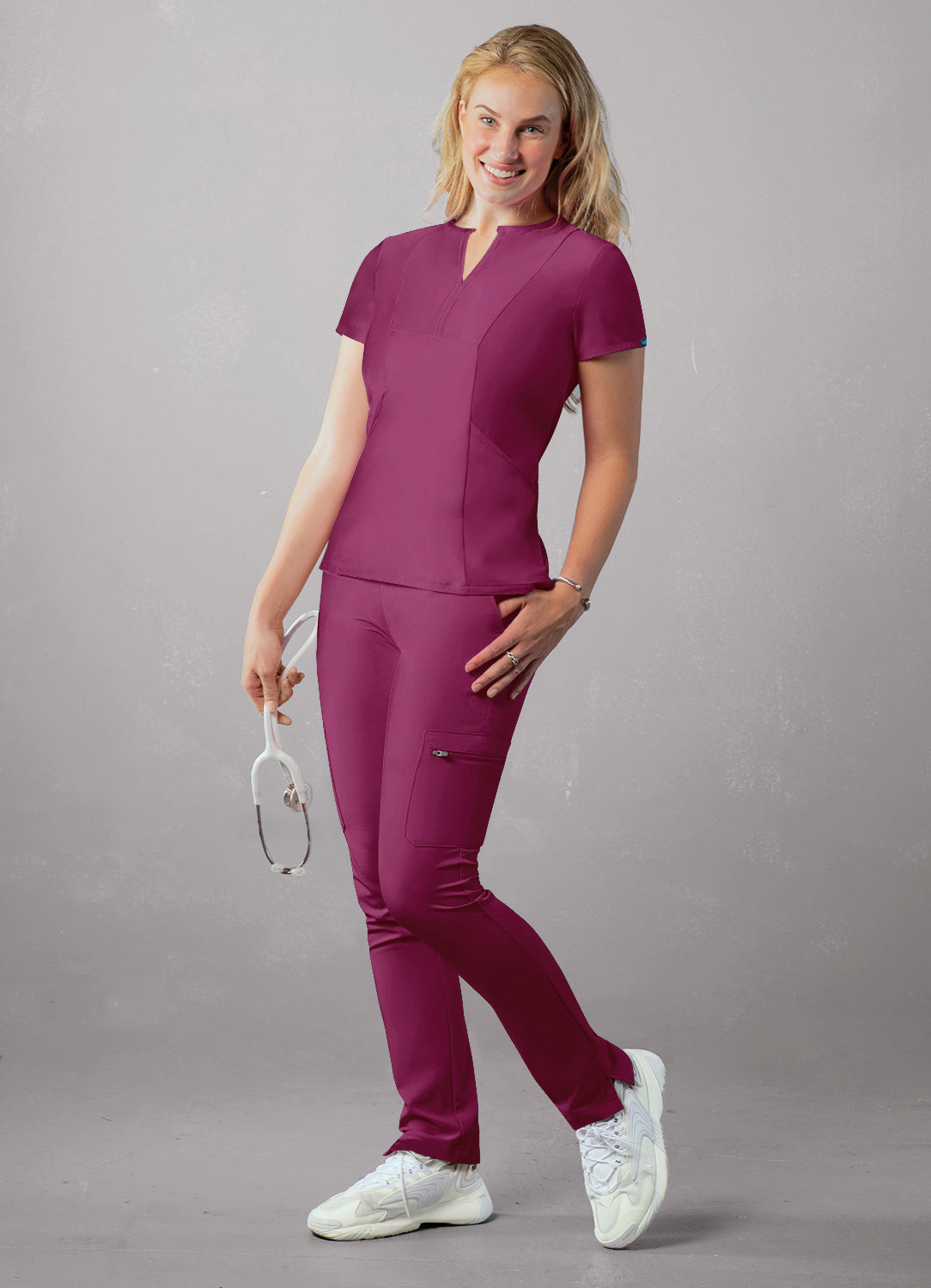 ADAR Addition Women's Notched V-neck Scrub Top (More Color)