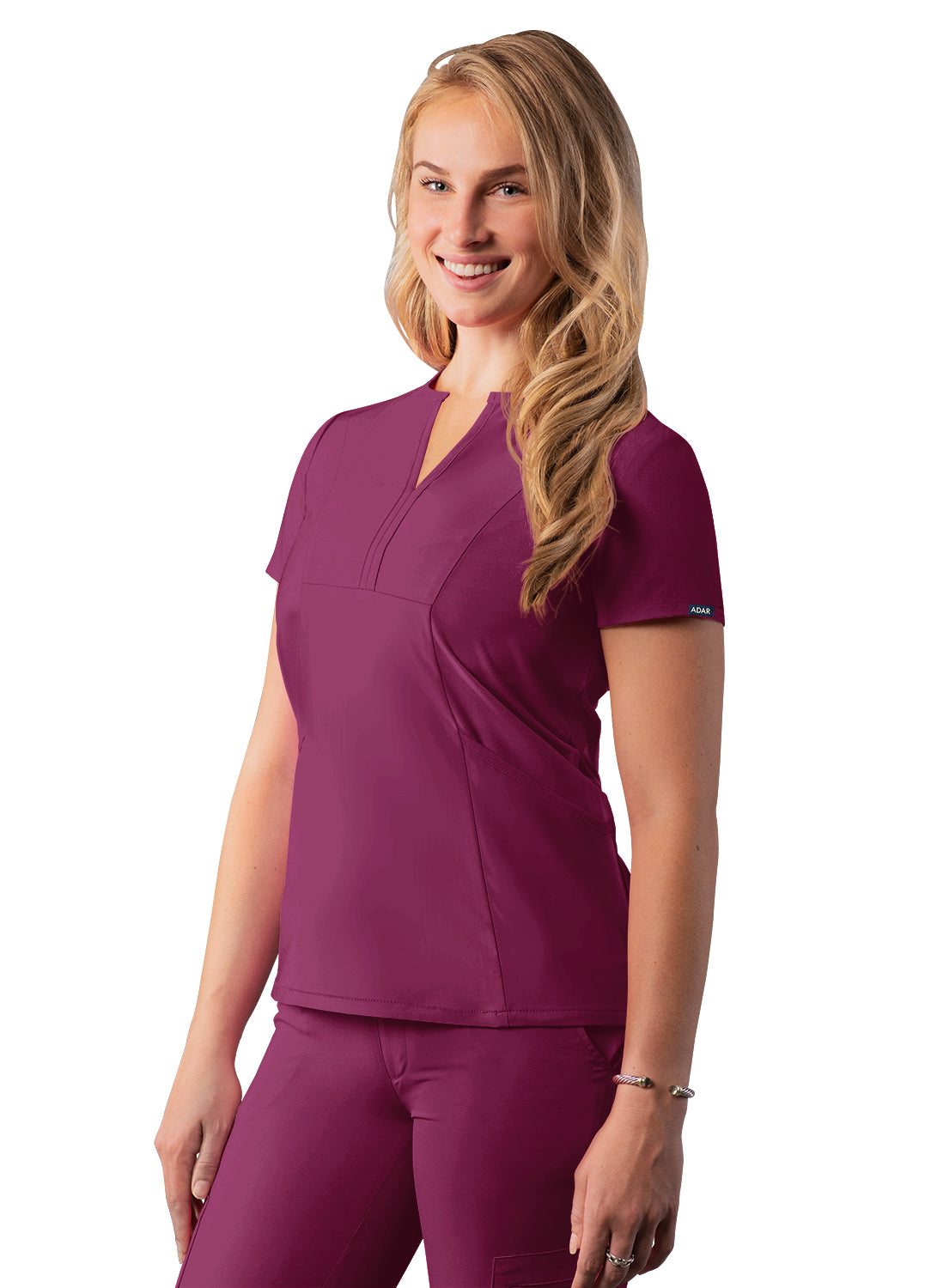 ADAR Addition Women's Notched V-neck Scrub Top (More Color)