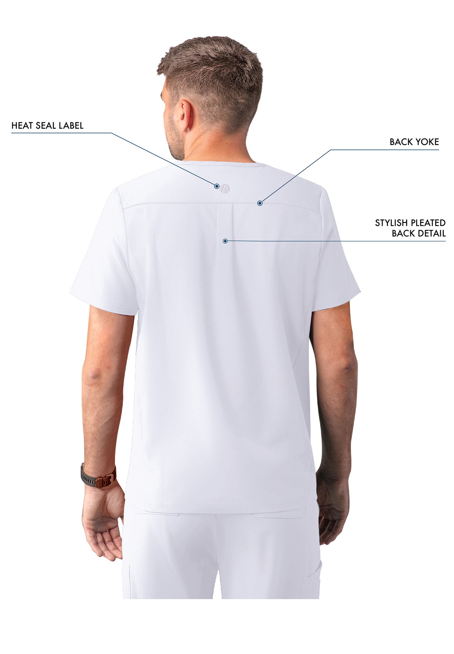 ADAR Addition Men's Modern Multi-pocket V-Neck Scrub Top (More Color)