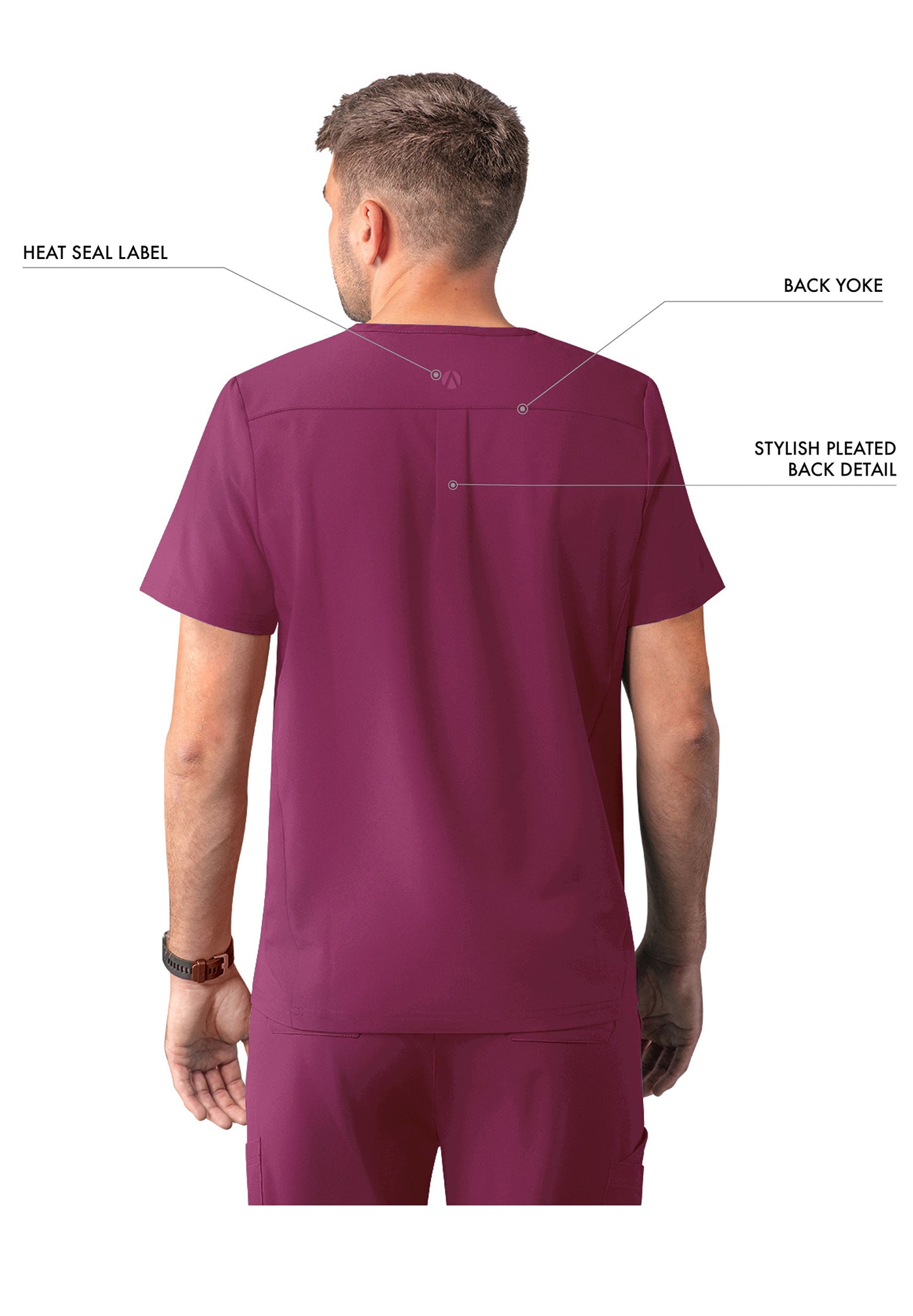 ADAR Addition Men's Modern Multi-pocket V-Neck Scrub Top (More Color)