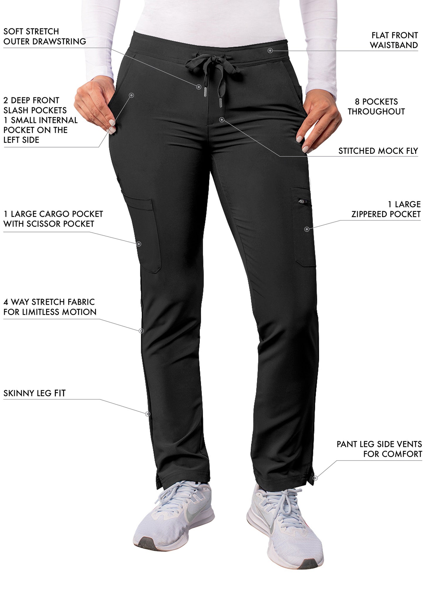 ADAR Addition Women's Skinny Leg Cargo Drawstring Pant Tall