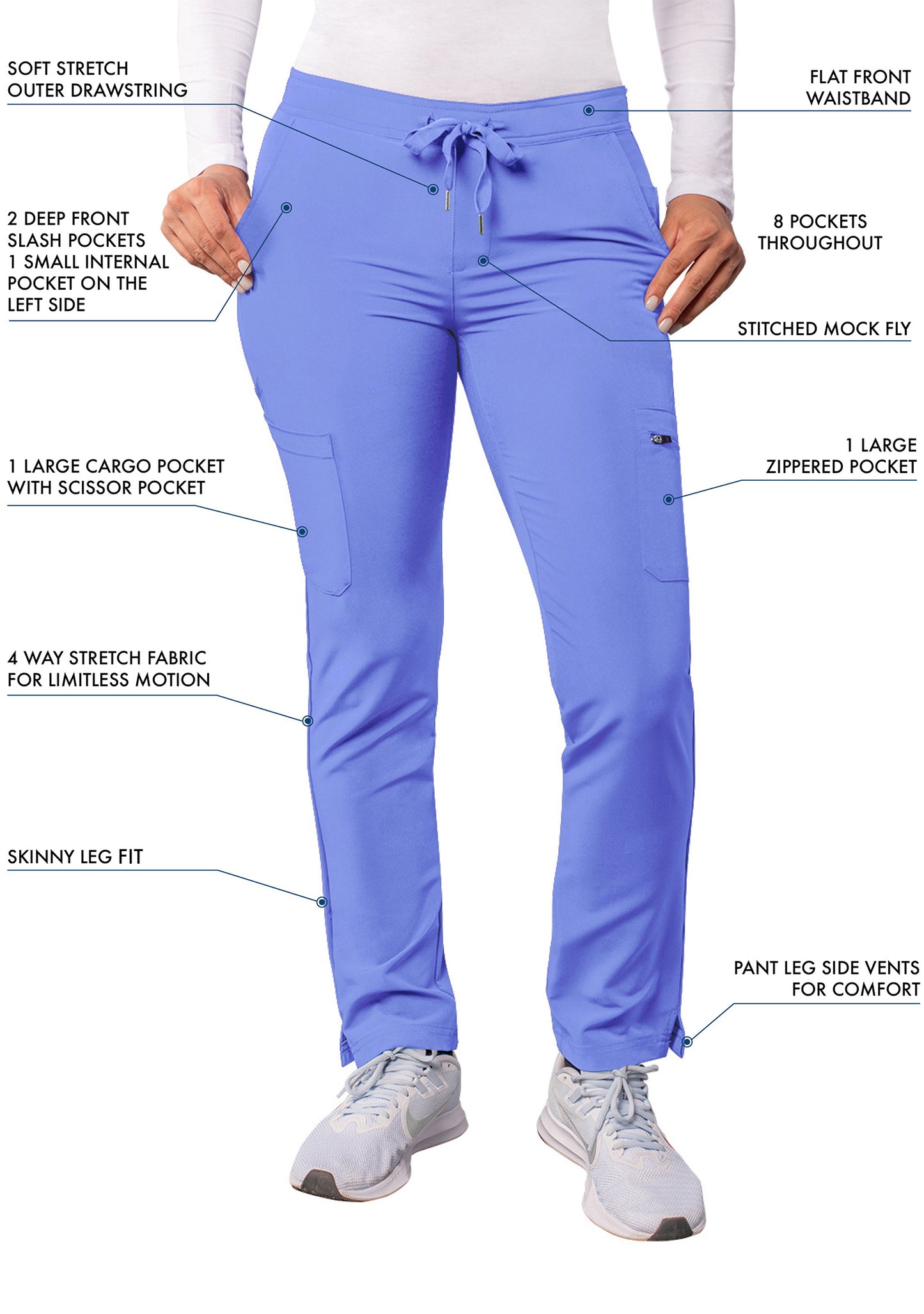 ADAR Addition Women's Skinny Leg Cargo Drawstring Pant Tall