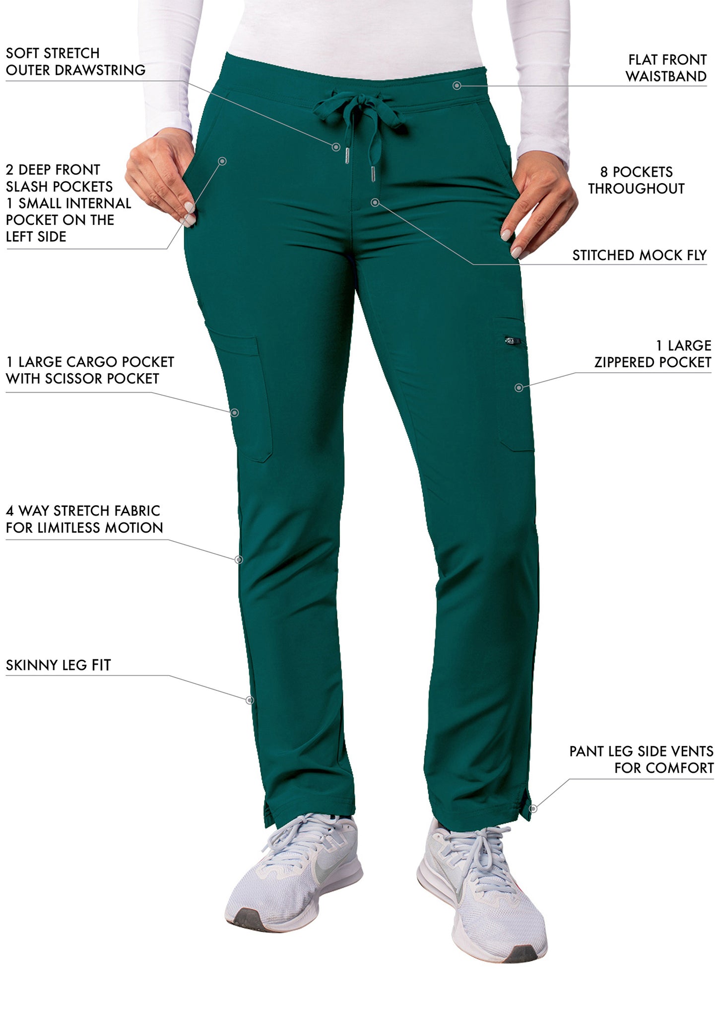 ADAR Addition Women's Skinny Leg Cargo Drawstring Pant Tall