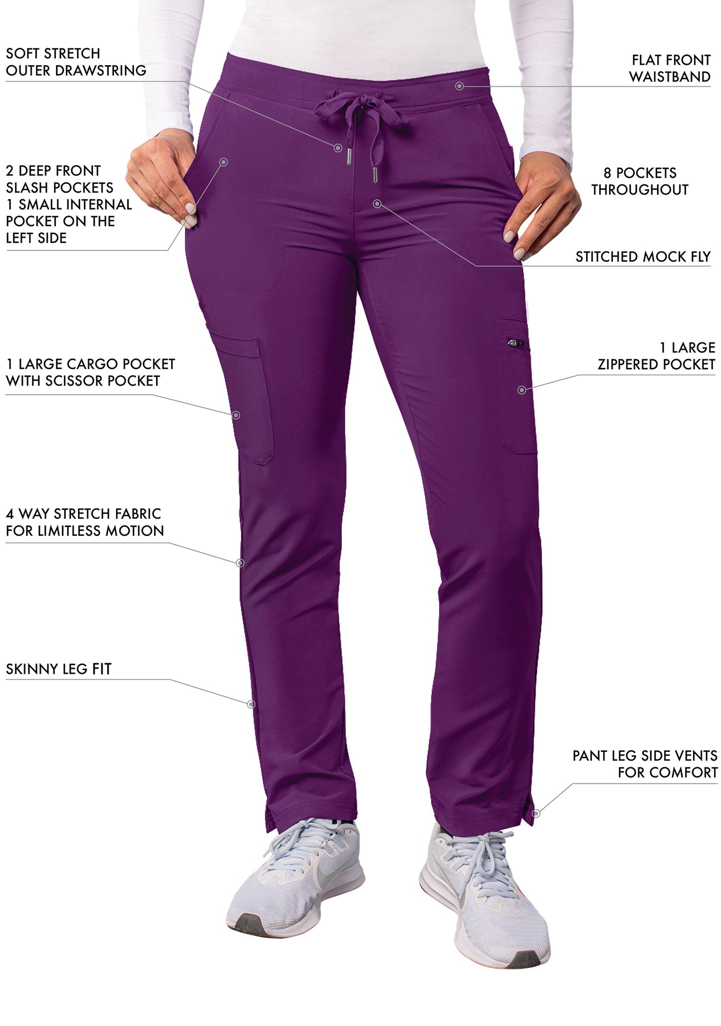 ADAR Addition Women's Skinny Leg Cargo Drawstring Pant Tall