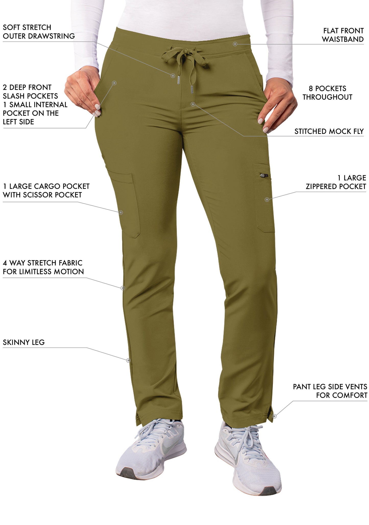 ADAR Addition Women's Skinny Leg Cargo Drawstring Pant Tall