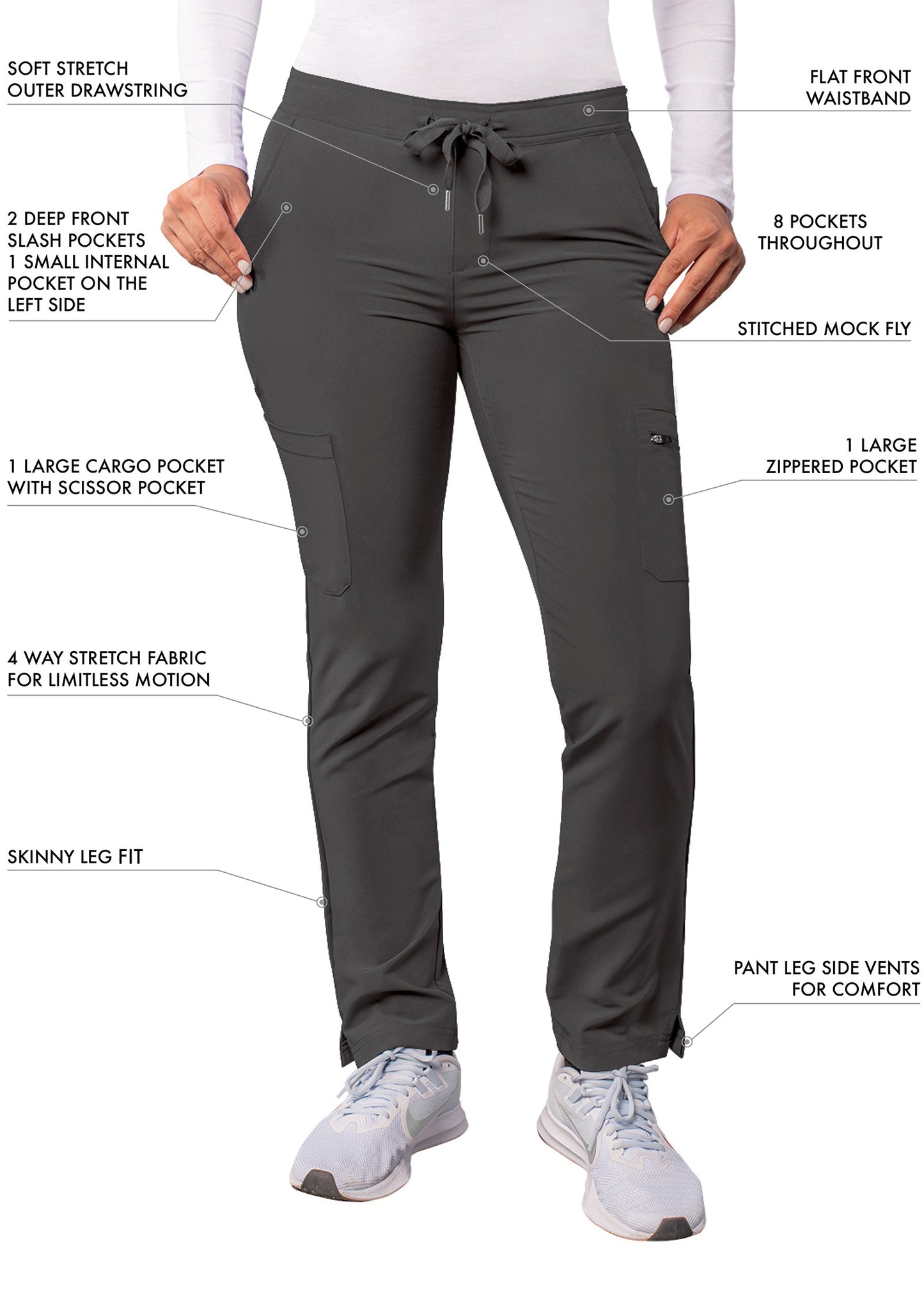 ADAR Addition Women's Skinny Leg Cargo Drawstring Pant Tall