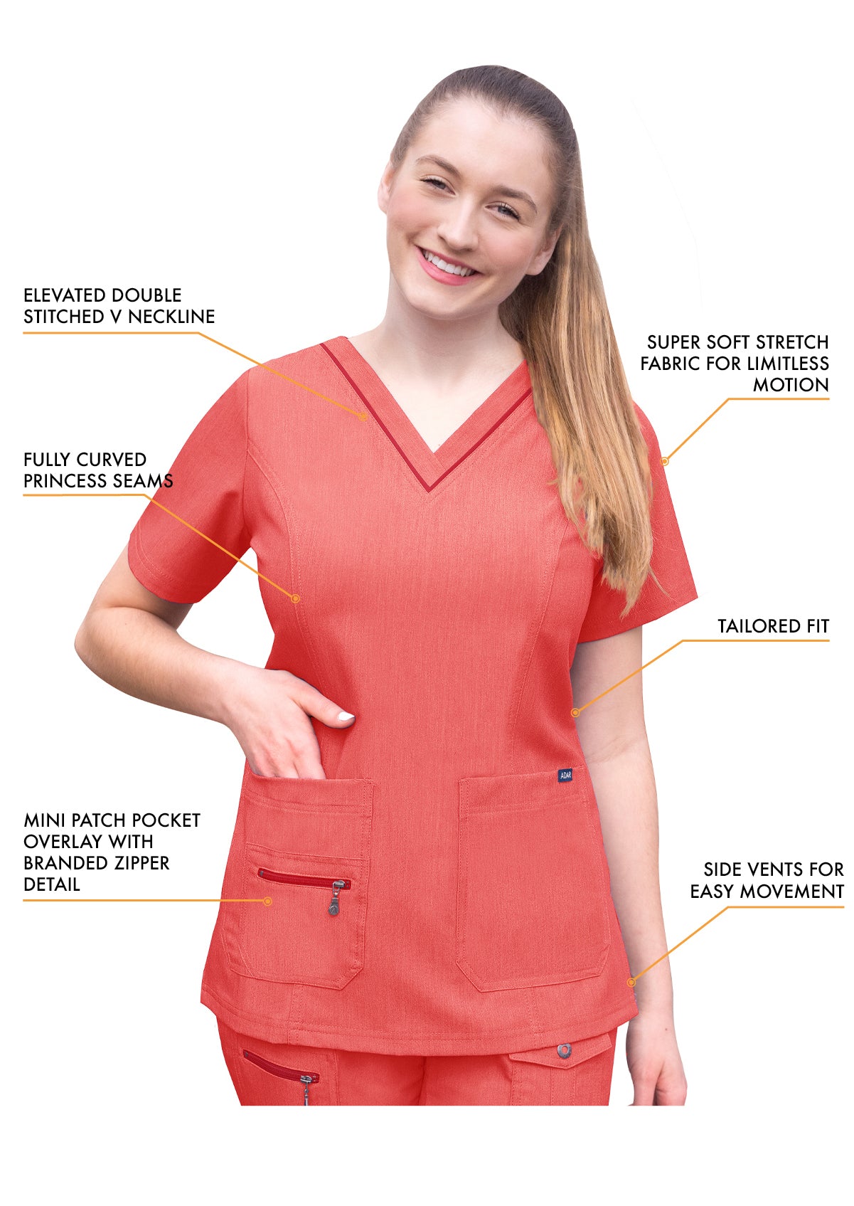 ADAR Pro Womens Elevated V-neck Scrub Top