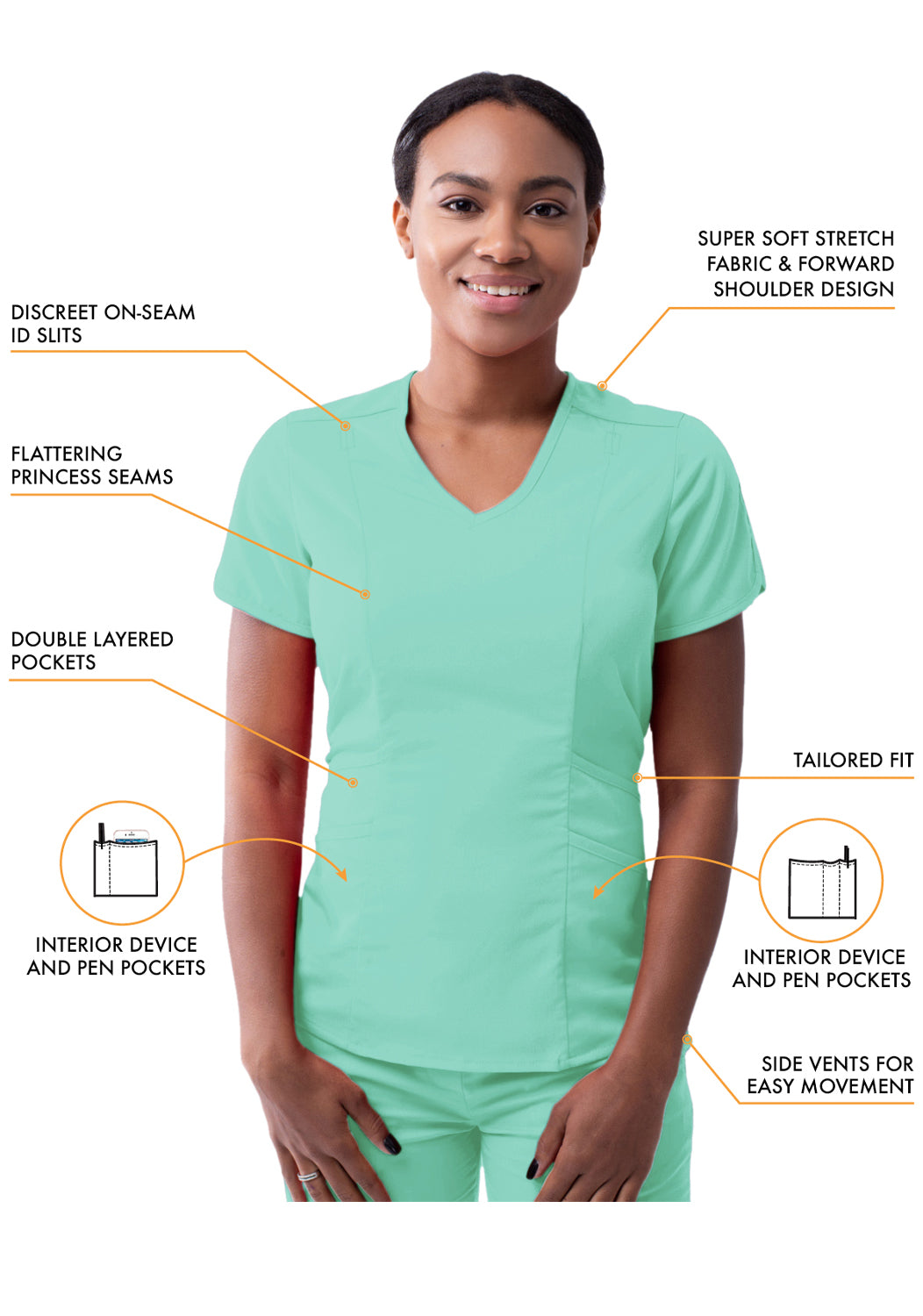 ADAR Pro Women's Modern V-Neck Scrub Top