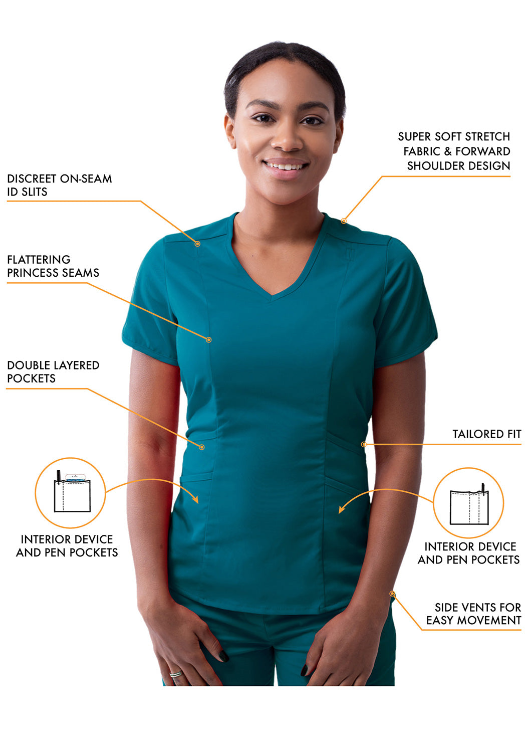 ADAR Pro Women's Modern V-Neck Scrub Top