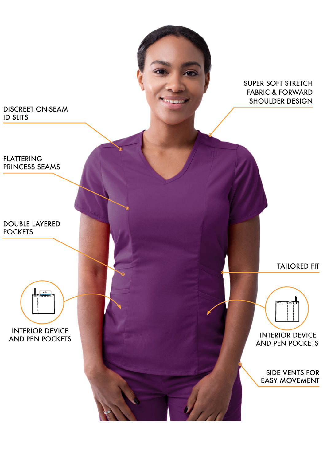 ADAR Pro Women's Modern V-Neck Scrub Top