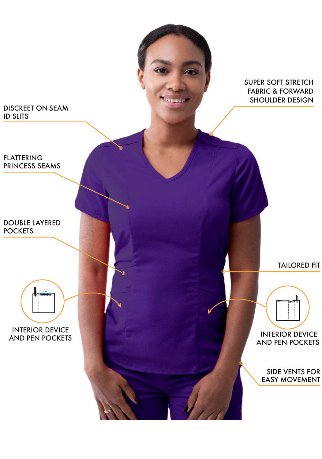 ADAR Pro Women's Modern V-Neck Scrub Top